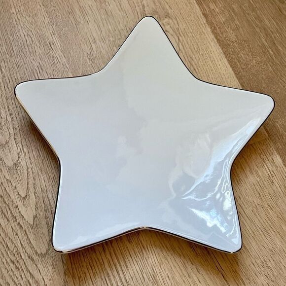 St.Nicholas Square Tis the Season Star Plate Platinum Rim White Porcelain - Picture 2 of 13